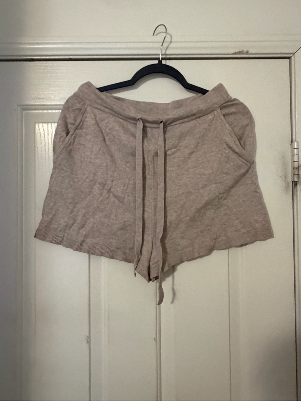 H&M Cozy Knit Drawstring Athletic Shorts - Taupe